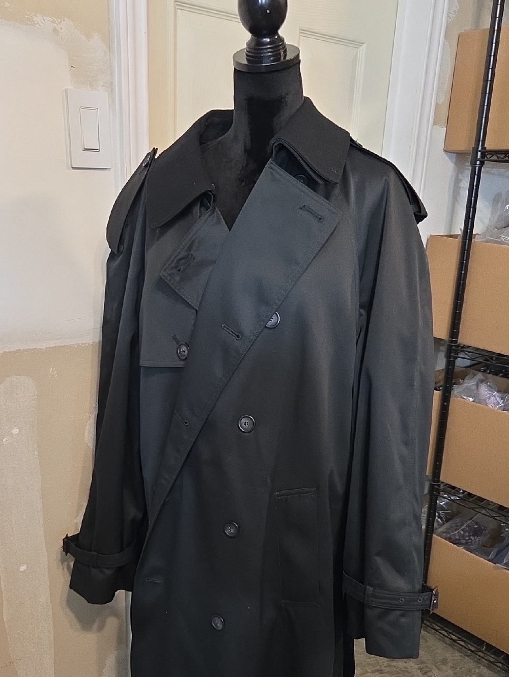 Ralph Ralph Lauren Black Wool Blend  Double-Breasted Trench Coat Jacket - Picture 16 of 16